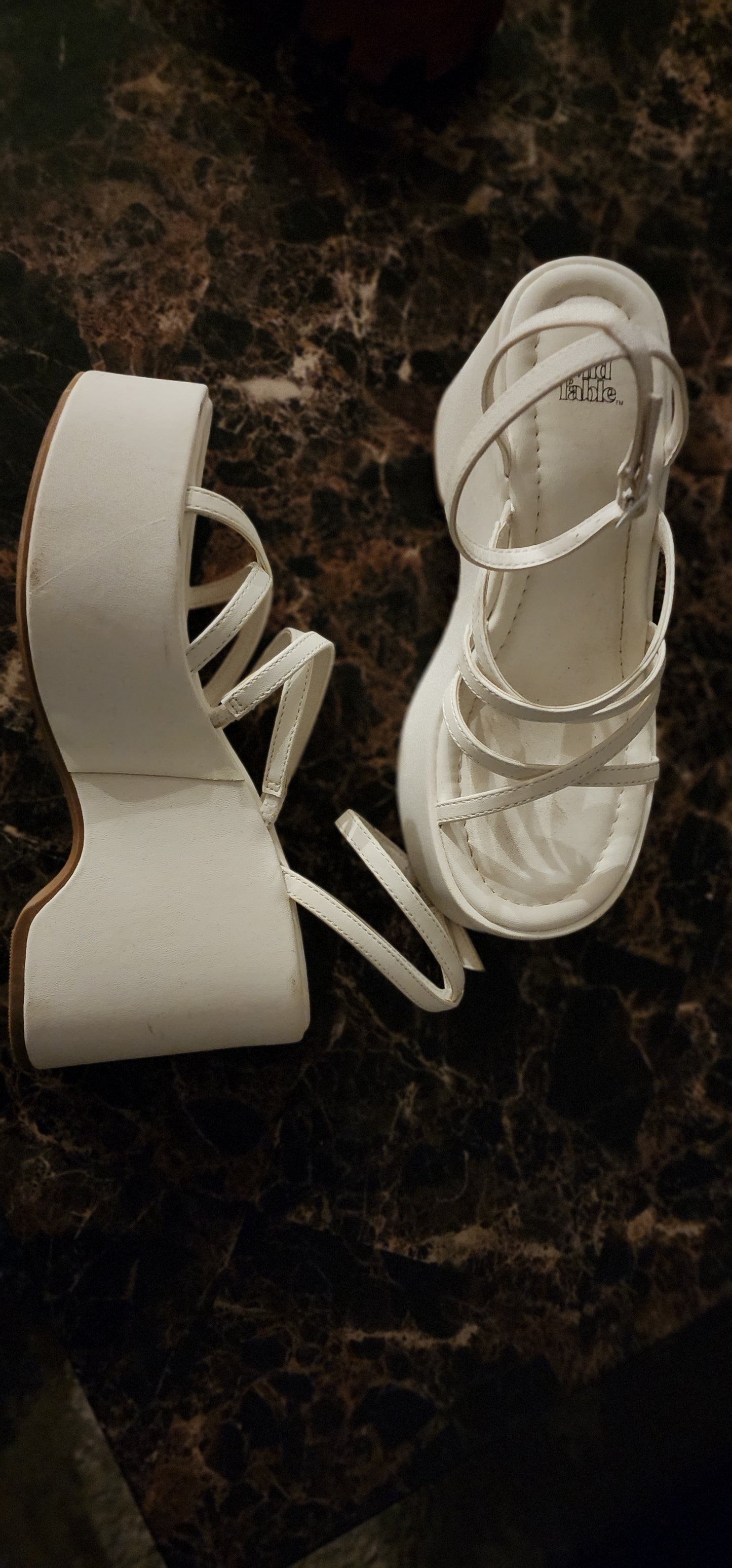 Women's White Strappy Platform Sandals