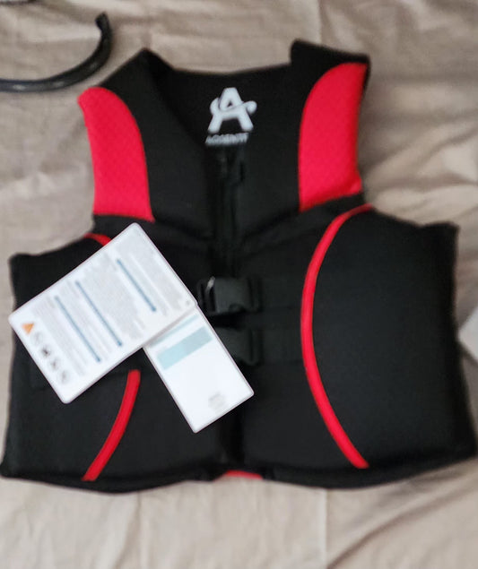 Adult Life Jacket â€” Black/Red â€” USCG Approved (Sâ€“XL)