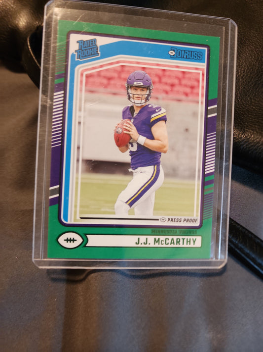 J.J. McCarthy â€” Donruss Rated Rookie Press Proof (Vikings)