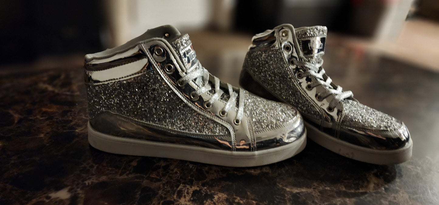 IGXX Silver Glitter High-Top Sneakers (Women’s)